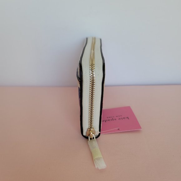 KATE SPADE Spencer Summer Flower Embossed Zip-around Continental Wallet- Cream ⭐ - Picture 10 of 16